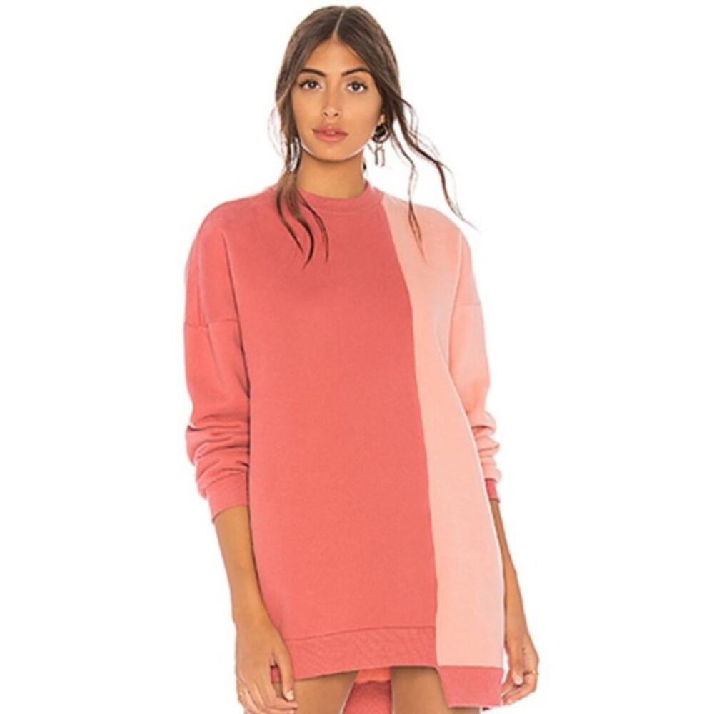 Lovers and Friends Gameday Pink Colorblock Sweatshirt Dress.